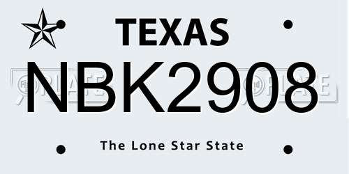 NBK2908 Texas License Plate