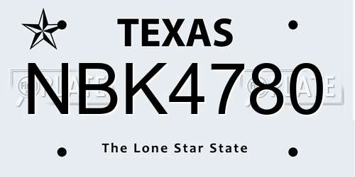 NBK4780 Texas License Plate