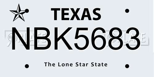 NBK5683 Texas License Plate