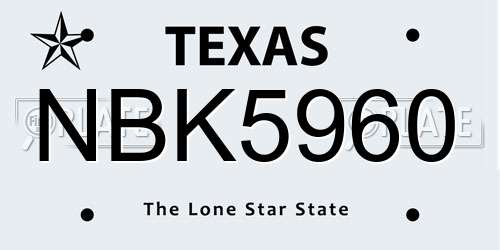 NBK5960 Texas License Plate