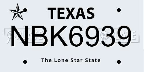NBK6939 Texas License Plate