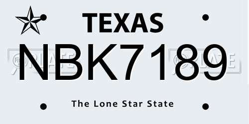 NBK7189 Texas License Plate
