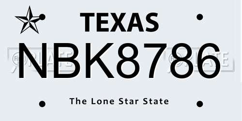 NBK8786 Texas License Plate