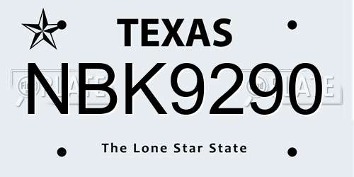 NBK9290 Texas License Plate