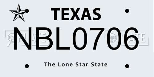 NBL0706 Texas License Plate