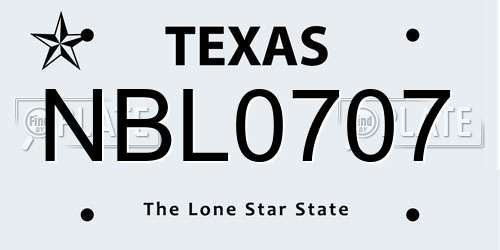 NBL0707 Texas License Plate