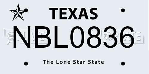NBL0836 Texas License Plate