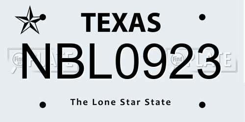 NBL0923 Texas License Plate