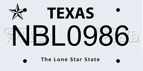 NBL0986 Texas License Plate