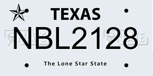 NBL2128 Texas License Plate