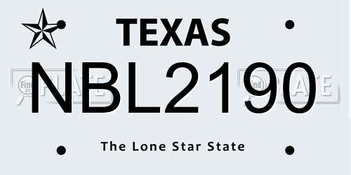 NBL2190 Texas License Plate