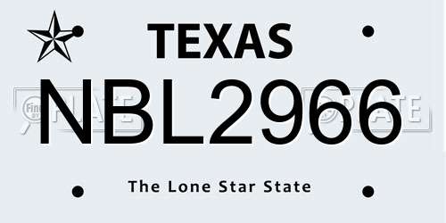 NBL2966 Texas License Plate