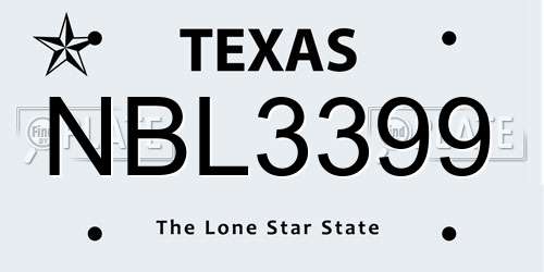 NBL3399 Texas License Plate