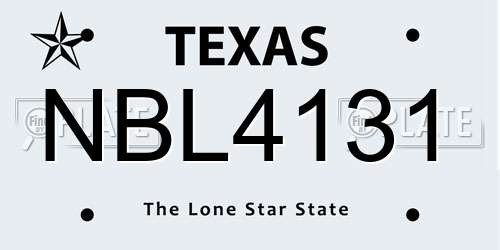 NBL4131 Texas License Plate
