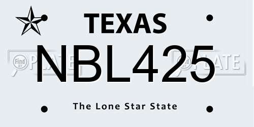 NBL425 Texas License Plate