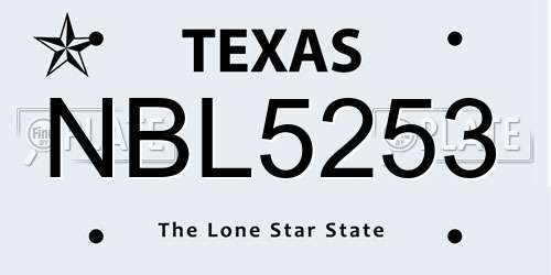 NBL5253 Texas License Plate