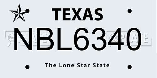 NBL6340 Texas License Plate