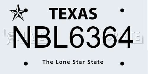 NBL6364 Texas License Plate