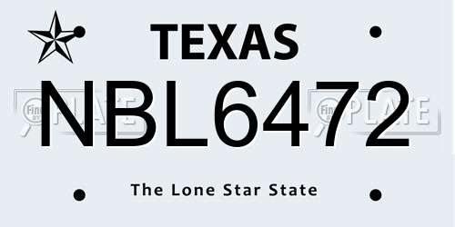 NBL6472 Texas License Plate