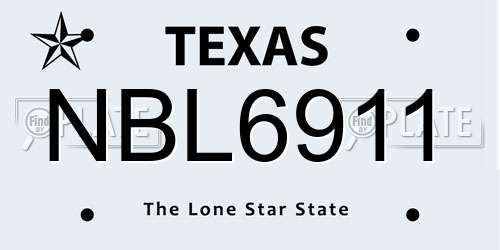 NBL6911 Texas License Plate