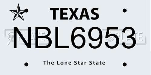 NBL6953 Texas License Plate