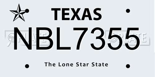 NBL7355 Texas License Plate