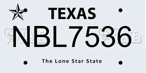 NBL7536 Texas License Plate