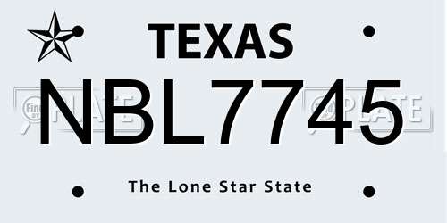 NBL7745 Texas License Plate