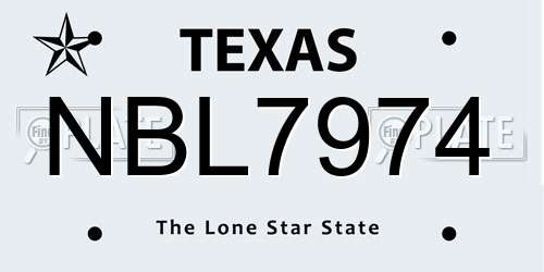 NBL7974 Texas License Plate