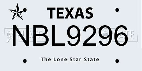 NBL9296 Texas License Plate