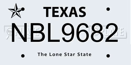 NBL9682 Texas License Plate