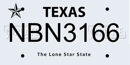 NBN3166 Texas License Plate