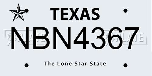 NBN4367 Texas License Plate