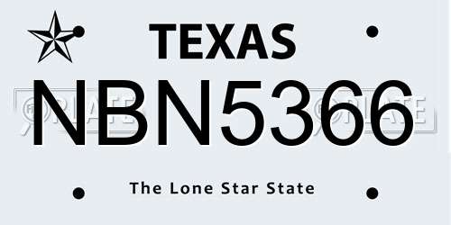 NBN5366 Texas License Plate