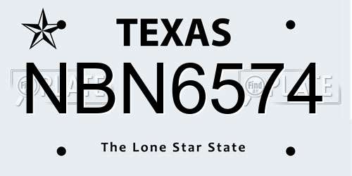 NBN6574 Texas License Plate