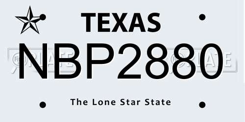 NBP2880 Texas License Plate