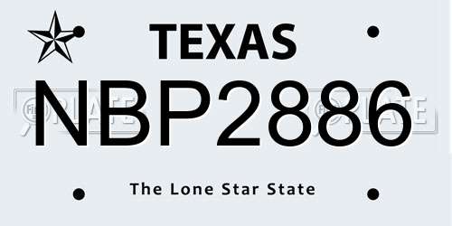 NBP2886 Texas License Plate