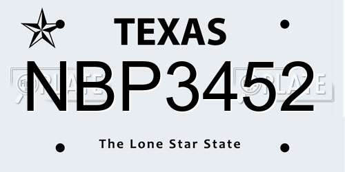 NBP3452 Texas License Plate