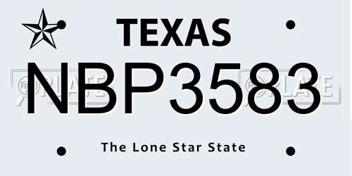 NBP3583 Texas License Plate