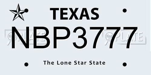 NBP3777 Texas License Plate