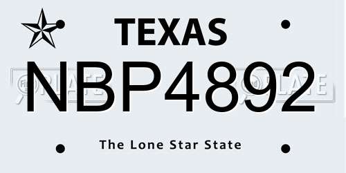NBP4892 Texas License Plate