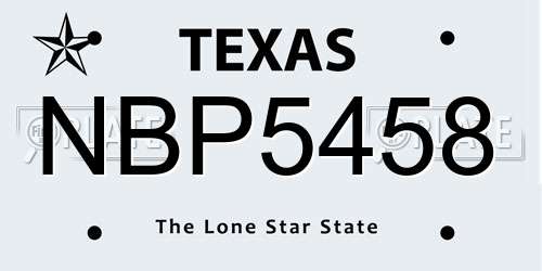NBP5458 Texas License Plate