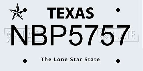 NBP5757 Texas License Plate