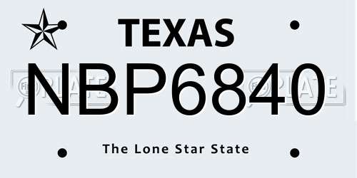 NBP6840 Texas License Plate