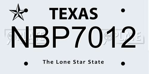 NBP7012 Texas License Plate