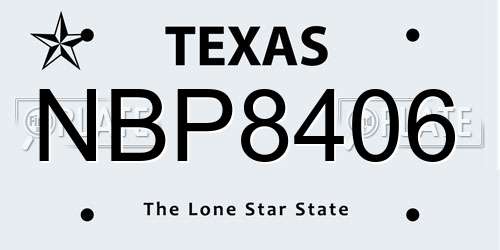 NBP8406 Texas License Plate