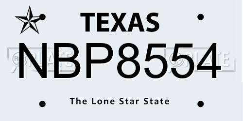 NBP8554 Texas License Plate