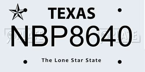 NBP8640 Texas License Plate