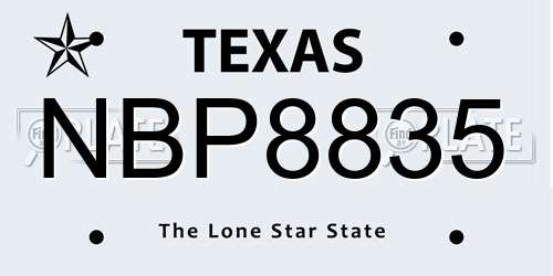 NBP8835 Texas License Plate