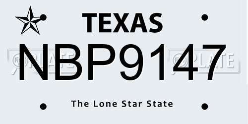 NBP9147 Texas License Plate